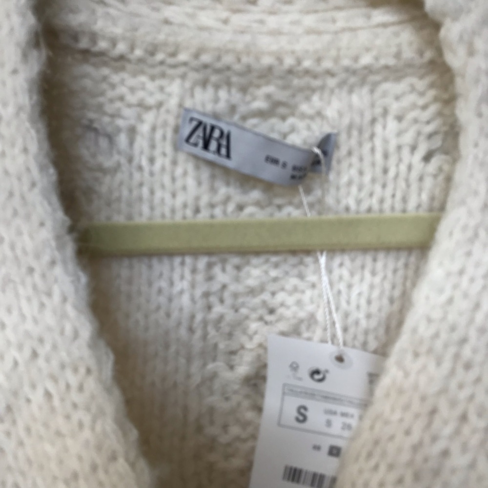 Zara Knit Cardigan Jewel Button Cream Ivory - Picture 11 of 16